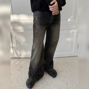 Vintage Japanese Archive Faded Blood Stain Gray Bootcut Denim Jeans Black sz 31
